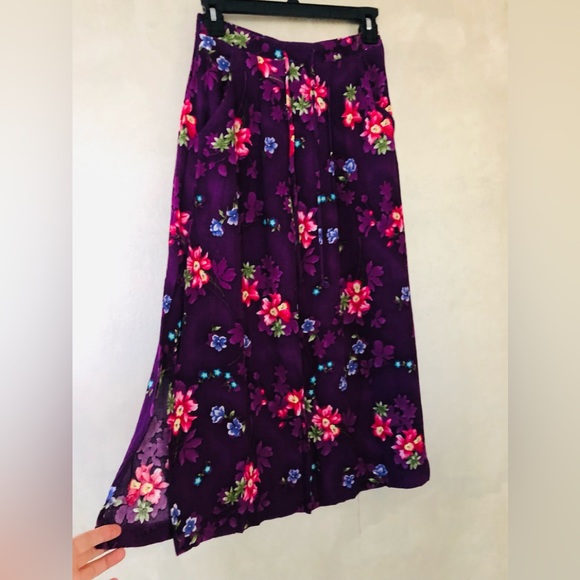 Jaclyn Smith Hawaiian Floral Skirt size S Midi Tie Elastic Waist wrinkle fabric - Picture 2 of 15